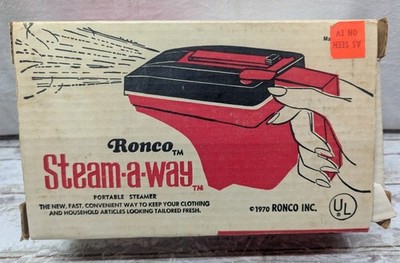 Vintage Ronco Steam-A-Way Portable Steamer Copyright 1970, Never Used in Box