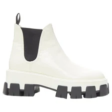 Prada Monolith Sole Platform Ankle Boot Women White Size 36