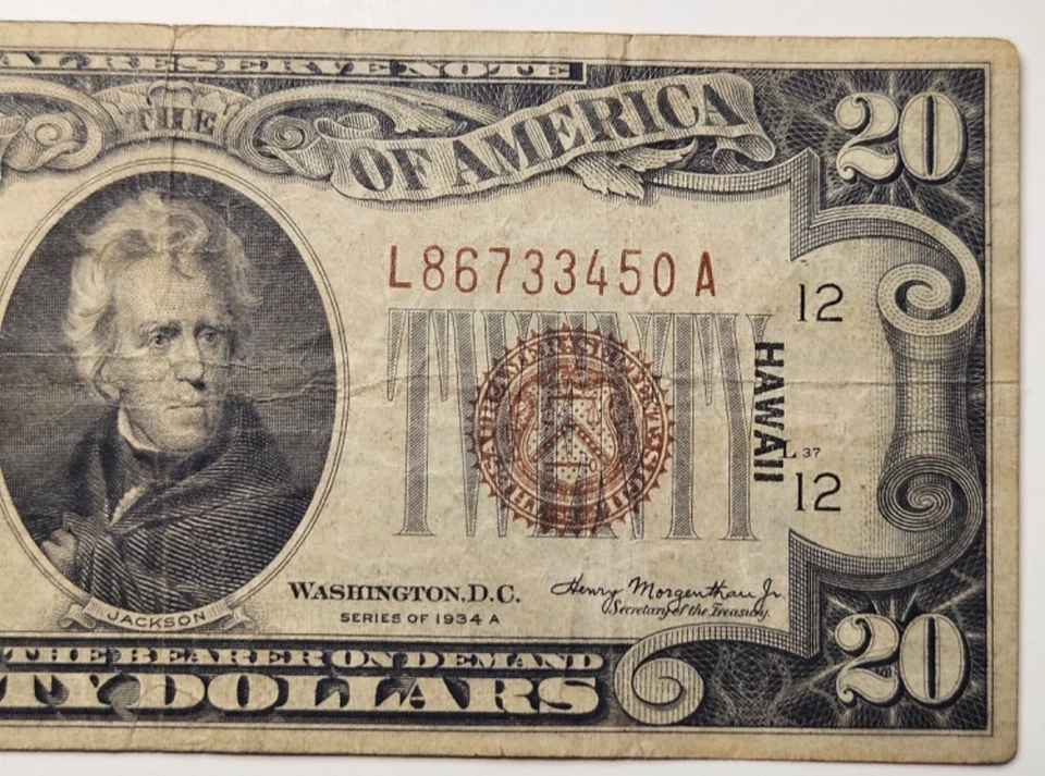 1934-A Hawaii $20 Dollar Bill Federal Reserve Note FRN - Image 4 of 4
