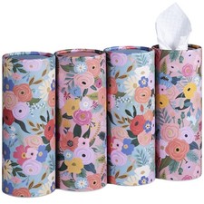 Car Tissues Cylinder, 4-Pack, 50 Tissues per Canister, 3-Ply 200 Total , Fac...