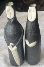 MCM Pair of Jaru Ceramic Decanters — Heini for Jaru Figural Bottles - NO HATS