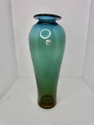 HTF Vintage Blenko Glass 8310M Vase In Desert Green 15.5” W/label Stunning