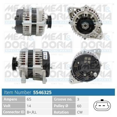 MEAT & DORIA 5546325 Lichtmaschine Generator 65A 14V für DAEWOO KALOS (KLAS)