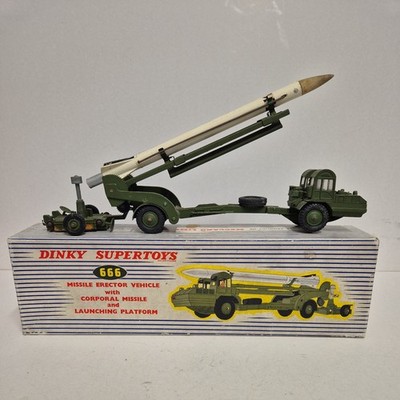 A Dinky Supertoys 666 Missile Erector Vehicle, with Corporal Missile and Launching Platform, in o