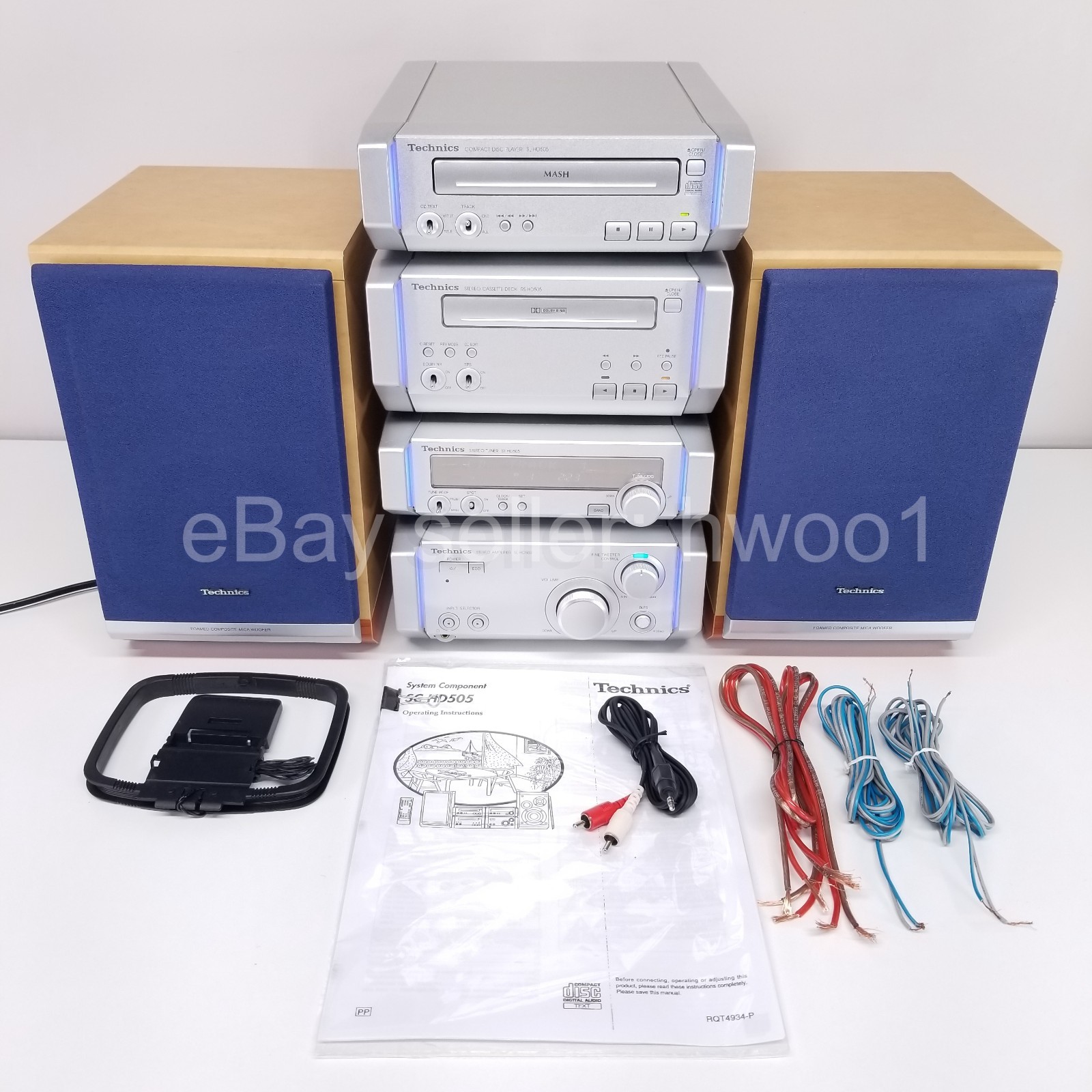 Radio Cd Tape Player W/ Blue Lights +speakers