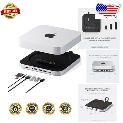 Mac Mini Hub Dock 7-in-1 NVME SATA M.2 SSD Enclosure USB C 10Gbps Silver