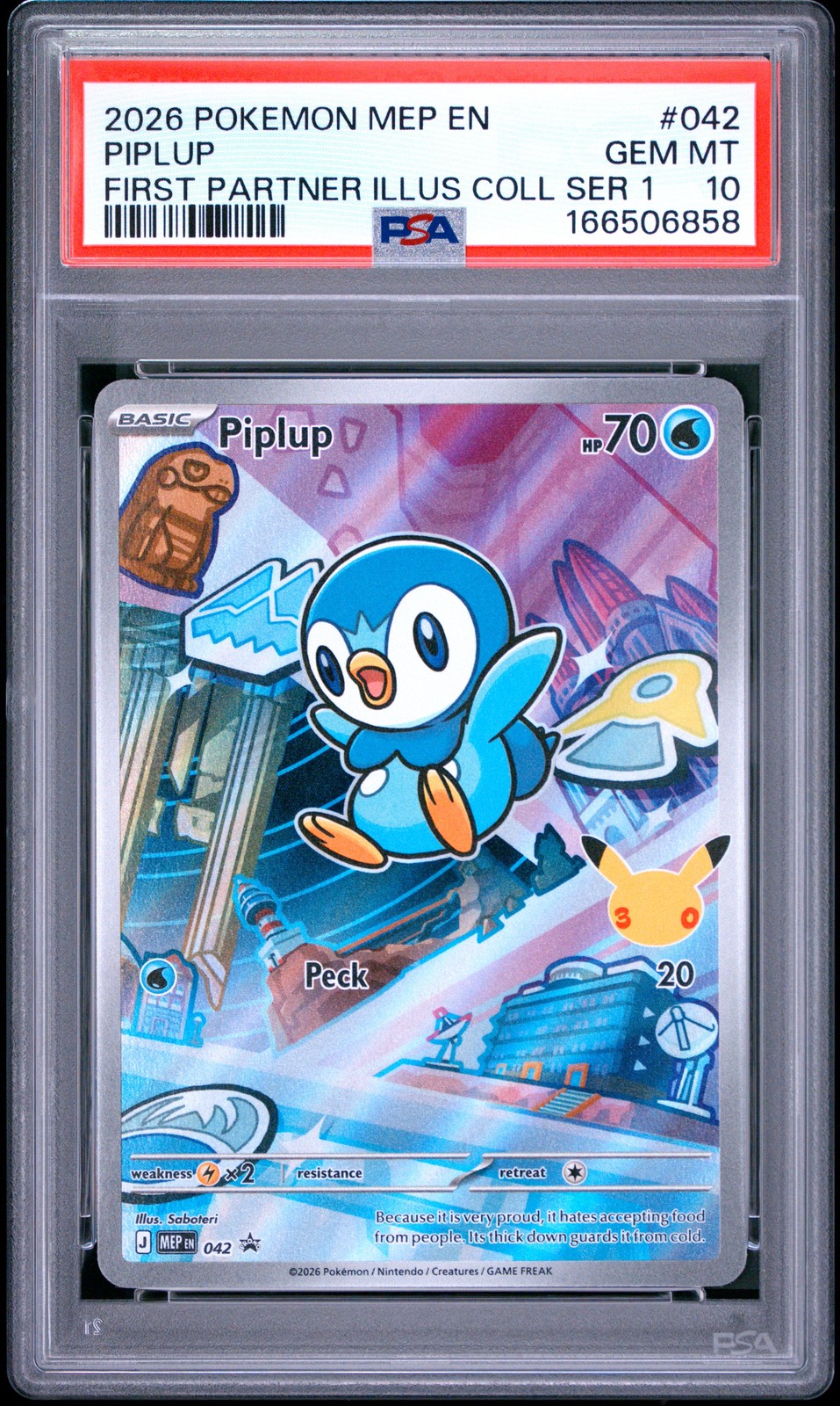2026 POKEMON MEP FIRST PARTNER ILLUSTRATION COLLECTIO #042 PIPLUP PSA 10