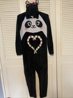 Justice Black Panda Bear Costume Flip Sequin One-Piece  Pajamas Girl Size 14-16 — photo 1