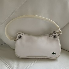 Lacoste borsa a tracolla in tela bianca mini baguette borsa vintage Y2K