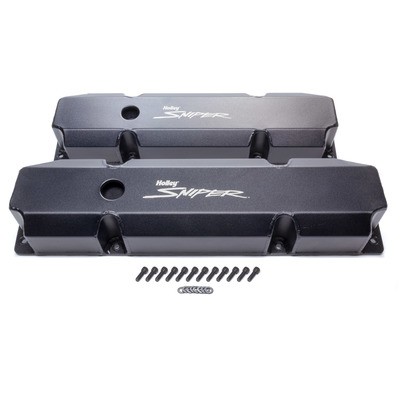 Holley 890005B, Sniper Tall BBM Valve Cover Pair for Mopar B RB-Series Black