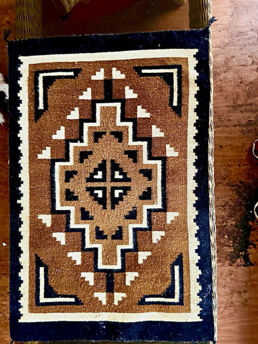 1940s NAVAJO 2 GREY HILLS GEOMETRIC TAPESTRY FAME PRIME GALLERY RUG RET $5K. EX