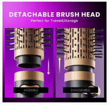 Rotating Hair Dryer Brush, 3-in-1 Hot Air Brush with 2 Brushes (1.5"&2") for Dry