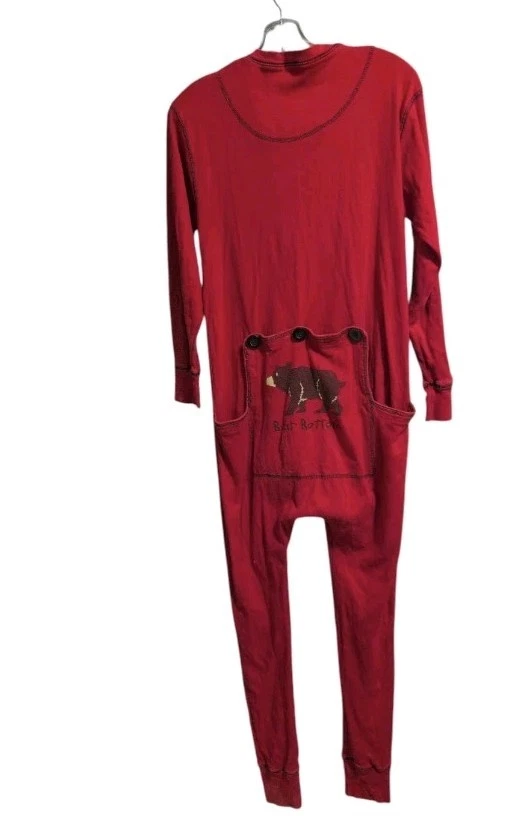 Pijama Lazy One Bear Bum Rojo Flapjack Long Johns Una Pieza Talla Adulto S Foto 2 de 4