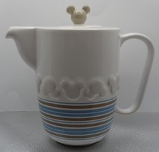 Authentic Original Disney Parks Mickey Ears Tea Coffee Pot : Blue & Brown Stripe