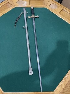 Antique Masonic knights templar ceremonial sword and scabbard