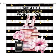 Fashion Girl Shower Curtain 70x70 Pink Black White