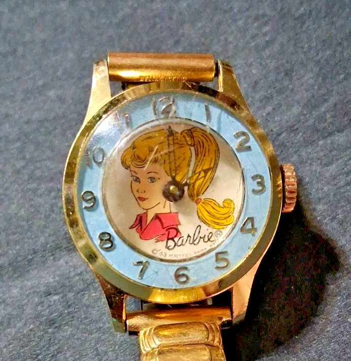 VTG 1963 BARBIE Left Facing Ponytail Swiss WindUp Watch Blue 4