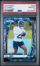 2024 Panini Prizm NAVY CAMO DJ James Rookie Card #322 PSA 10 /25 SSP