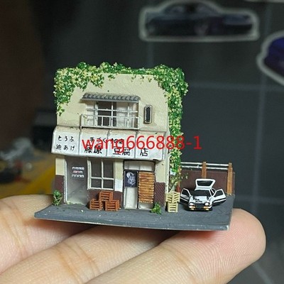 1:300 Fujiwara Tofu Shop Diorama 3D Builded Model Car Parking Lot Scene Finished