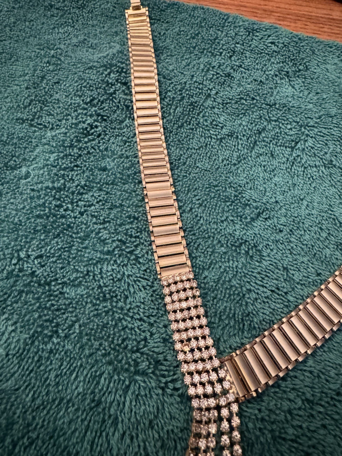 Gold Ruby And Diamond Like Statement Necklace - image 3