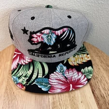 California Republic Gray Hawaiian/Floral Snapback Hat