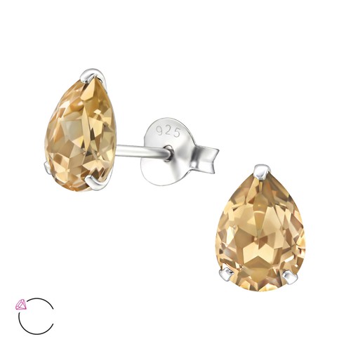 LA CRYSTALE 925 Sterling Silver Pear Stud Earrings with Crystal - Picture 15 of 36