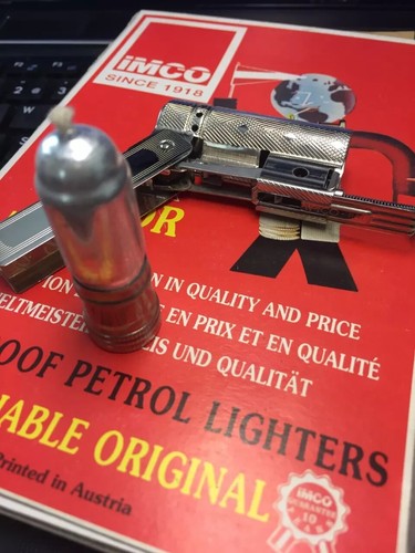 🔥 Altes Imco Junior 6600 Benzinfeuerzeug PERFEKT | Old petrol lighter unused - Imagen 5 de 7