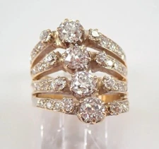 2Ct Round Cut Lab-Created Diamond Cluster Wedding Ring 14K Yellow Gold Finish