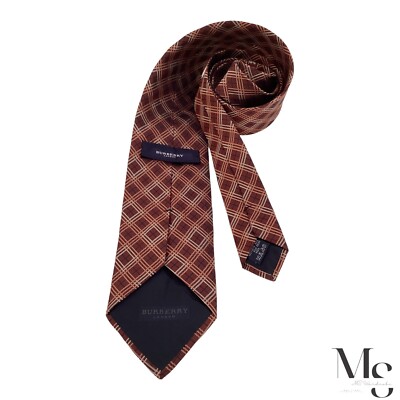 BURBERRY LONDON Brown PLaids & Cheks Silk Tie Made In Italy W:3.75