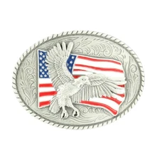 Nocona Mens American Flag & Eagle Belt Buckle 37936