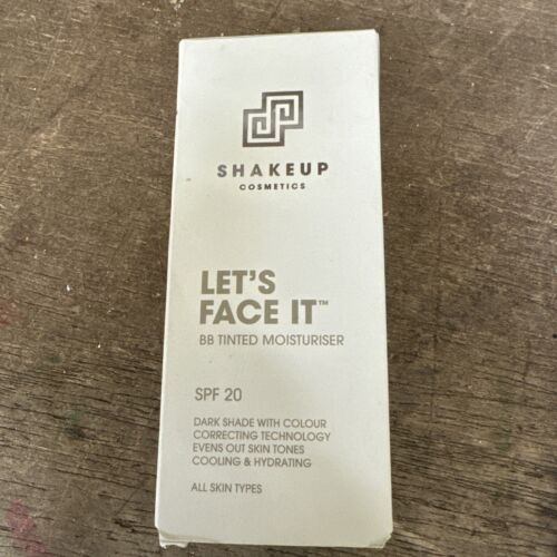 Shake Up Cosmetics Let’s Face It BB Tinted Moisturiser  SPF25 Dark Shade New - Afbeelding 1 van 7