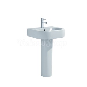 Lavandino A Colonna In Ceramica Bianco - Lavabo Autoportante Per Bagno, 58x47 Cm - Foto 3