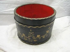 Vintage Tole Painted Wooden Bucket Well Farm Primitive Banded Firkin Cooper