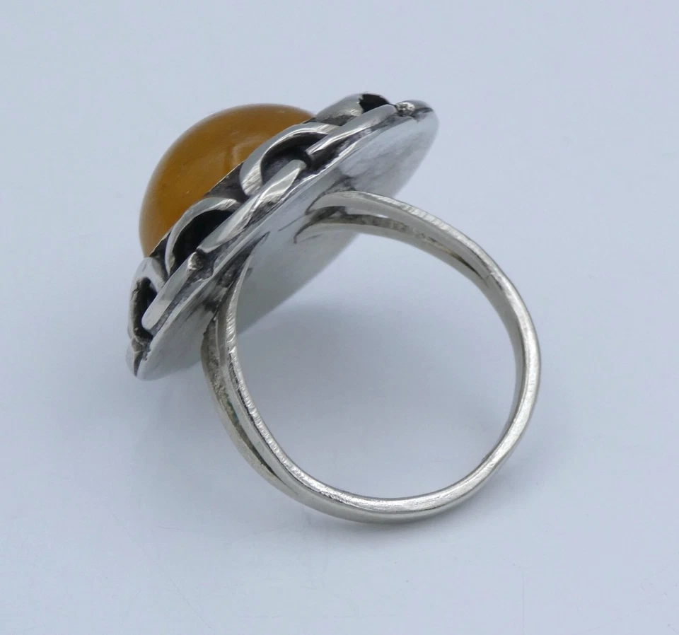 Vintage Damenring mit Bernstein 800er Silber - 57 (18,1 mm Ø) - Bild 2 von 4