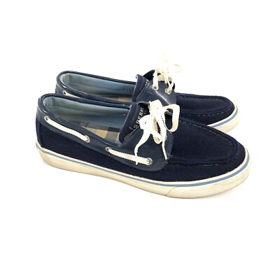Sperry Top Sider Madras Two Eye Boat Shoes Size Womens Dark Navy Blue  Preppy