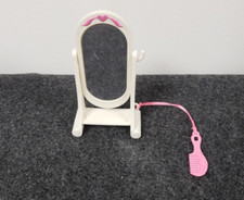 VTG Fisher Price loving family standing mirror with comb white pink 5.5in high