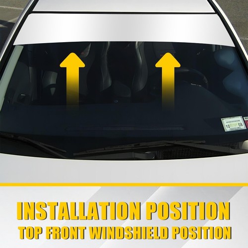 60*12" Car Sun Window Visor Strip Tint Film Front UV Windshield Shade DIY White - Picture 2 of 10