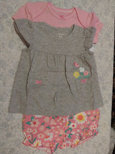 Carter's Baby Girl 3-Pc Set Blouse w/Pockets, Bodysuit  Diaper Cover 6M NWT