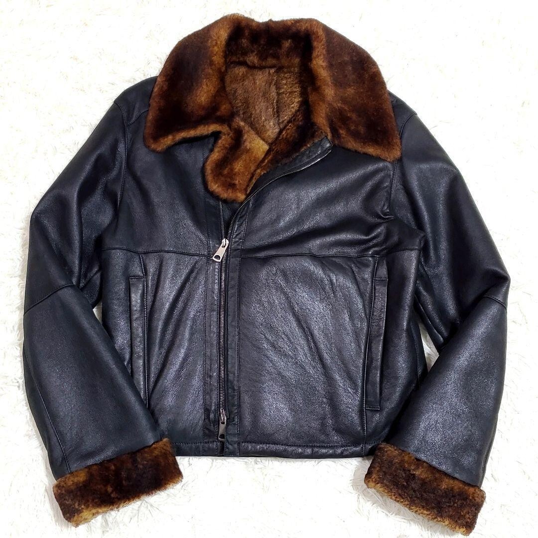 Giorgio Armani Leather Jacket Ryders Shearling Jacket Size 46 Made
