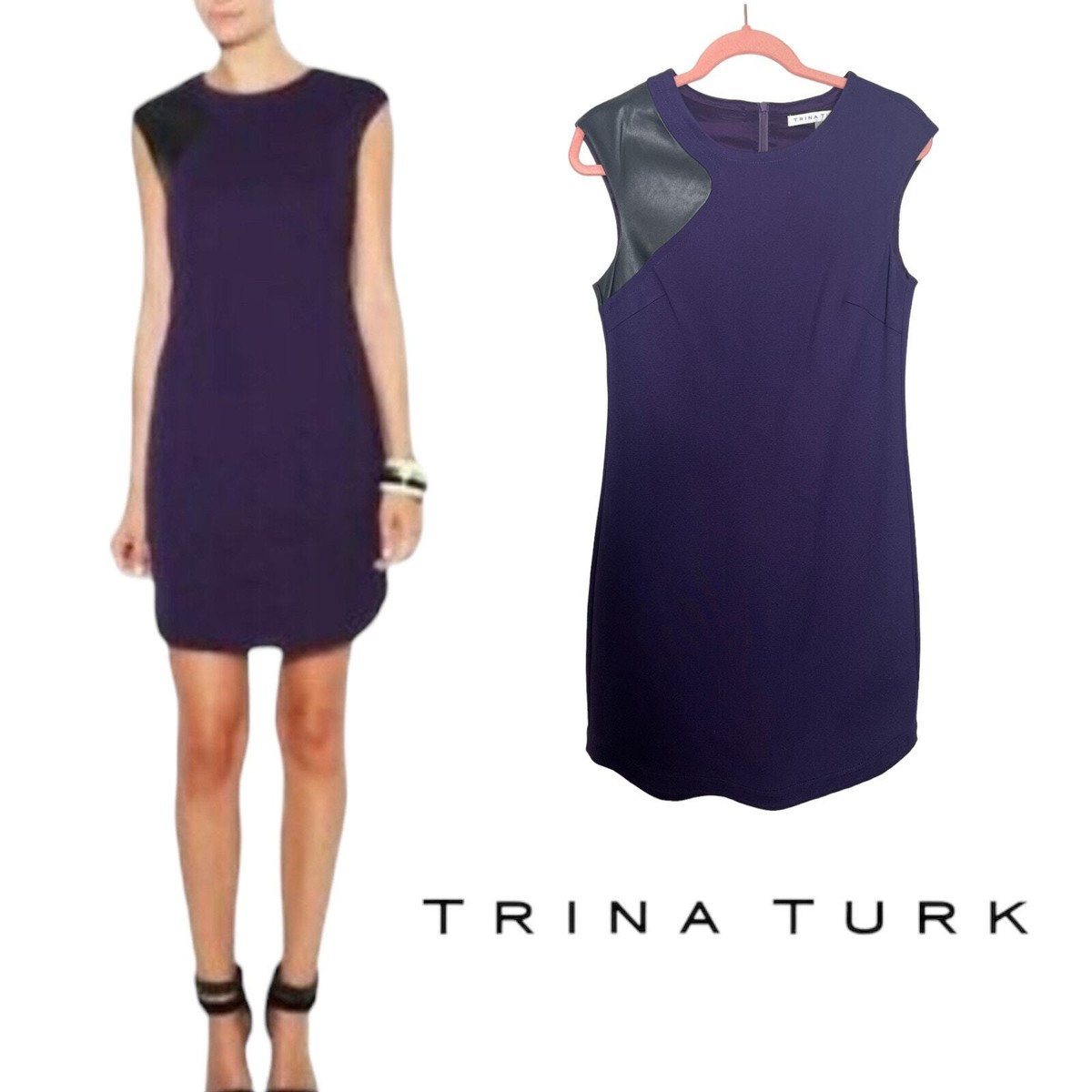 trina turk leather dress Trina Turk Mia Short Sleeve Leather Dress, NWT, $598