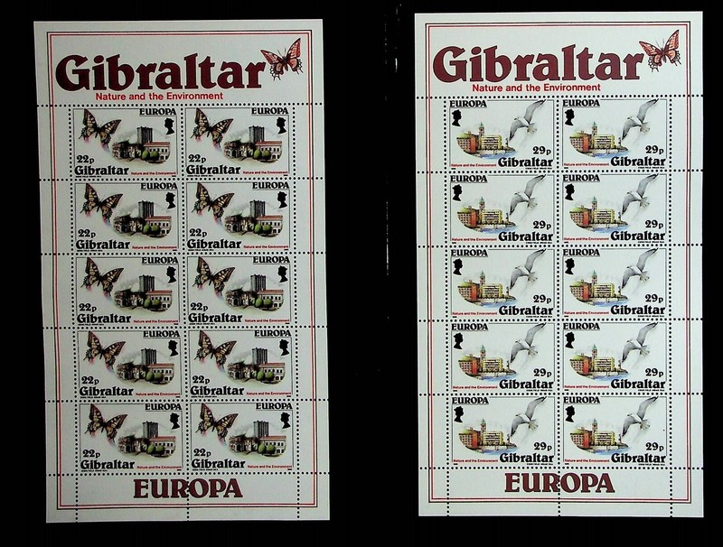 GIBRALTAR Sc 483-4 NH 2 MINISHEETS OF 1986 - EUROPA - NATURE PROTECTION - (DL24)