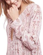 Lilka Pink Paisley Print Mini Dress Anthropologie Size XSmall Long Sleeves