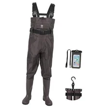  Bootfoot Chest Wader, 2-Ply Nylon/PVC Waterproof Fishing & M10/W12 Brown