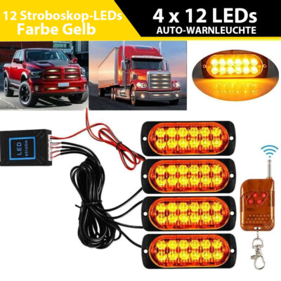 4Stk LED Auto Frontblitzer Orange Blitzlicht Warnleuchte LKW Strobe Licht 12V DE