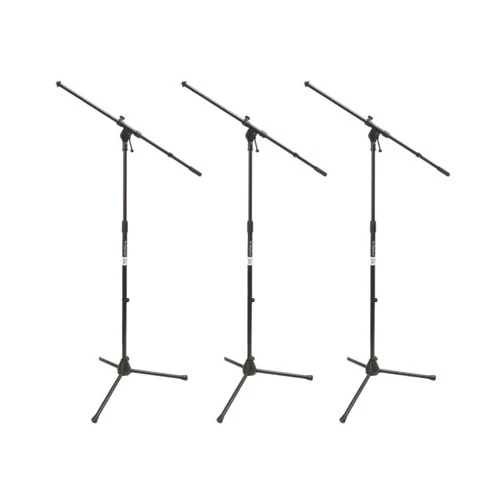 On Stage MS7701B Euro Boom Microphone Stand (Black, 3-Pack)