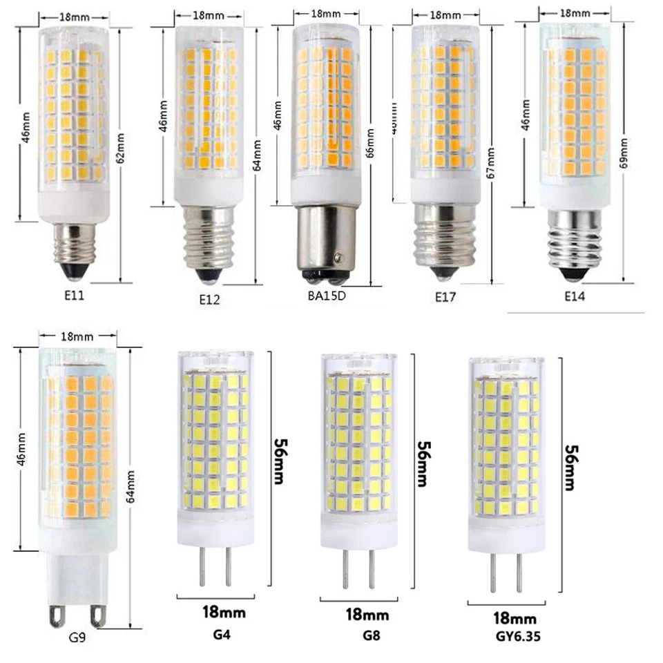 Dimmable Ceramics Mini LED Corn Bulbs G4 G9 E12E11 E14 E17 BA15D 12W 220V Lamps - Image 3 of 4