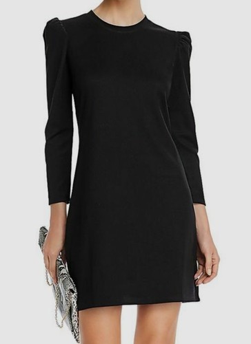 Aqua Womens Mini Puff Sleeve Cocktail Dress Black M