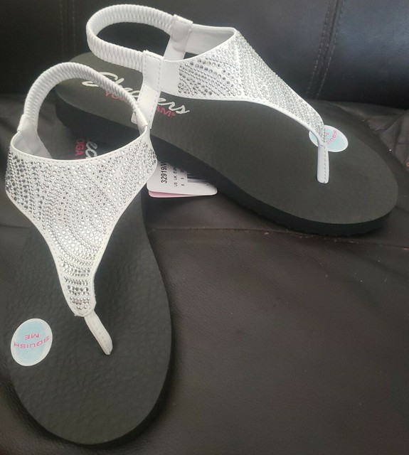 Skechers Womens Meditation New Moon White Yoga Foam Thong Crystals Sandals Sz 8 | eBay