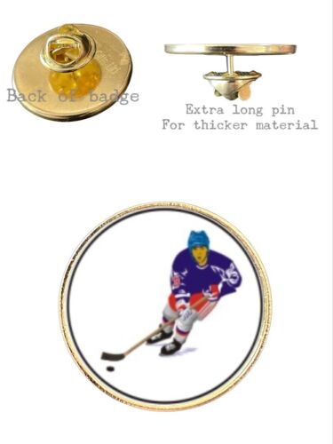Ice Hockey Player 26mm Metal Lapel Domed Pin Badge - Foto 1 di 2