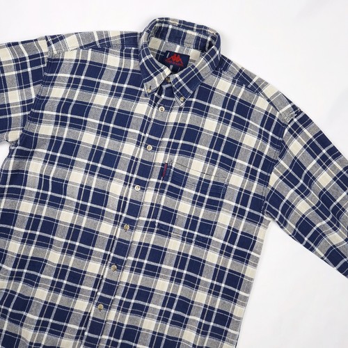 Vintage Robe Di Kappa M Blue Madras Check Flannel Shirt Men's Button Down - Picture 7 of 14